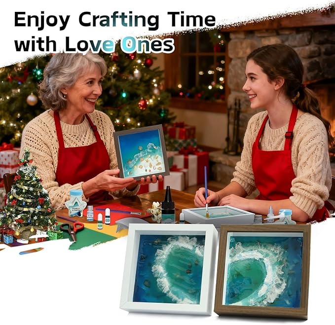 iLAND Crafts for Teens Adults Women Sea Resin Arts Kit for Beginners Beach Crafting Project DIY Costal Decor Making Set Craft Kit for Teens 14-16 Girls Crafty Gifts for Women Christmas Gift Romantic
