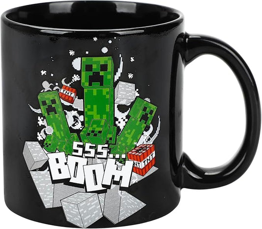 Bioworld Minecraft Creeper Boom 16 Oz Black Ceramic Mug