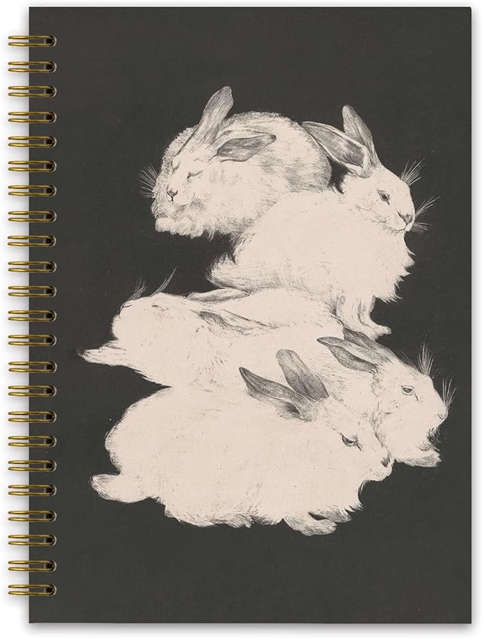 Cute Bunny Spiral Notebook for Women, Rabbit Aesthetic Spiral Journal, Girly Notebooks for Note Taking, Bunny Gifts for Women, Vintage Hardcover Spiral Notebook 5.5x8.3Inch