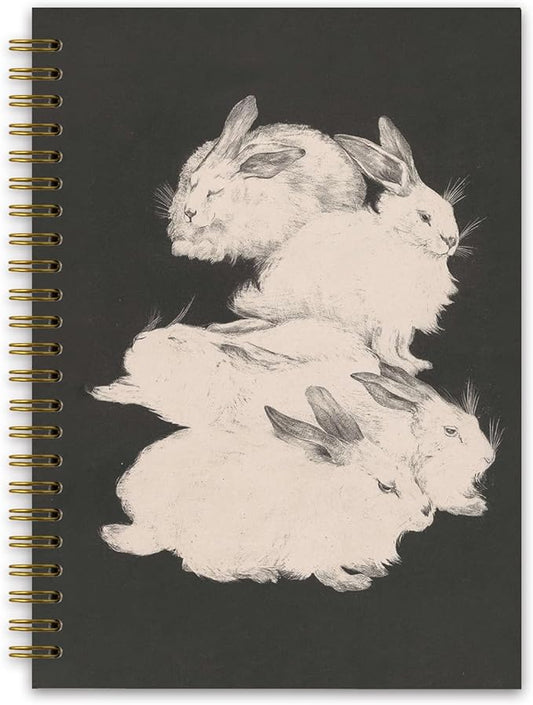 Cute Bunny Spiral Notebook for Women, Rabbit Aesthetic Spiral Journal, Girly Notebooks for Note Taking, Bunny Gifts for Women, Vintage Hardcover Spiral Notebook 5.5x8.3Inch