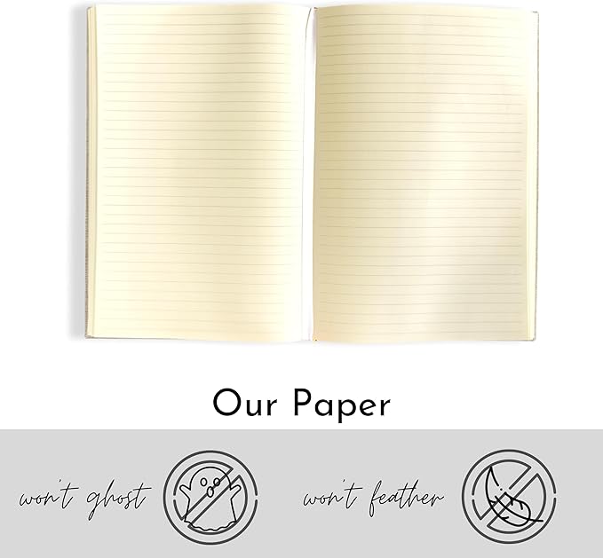 Portage Lined Hardcover Aesthetic Notebook Writing Journal – Bleed-Proof Paper Notepad for Journaling, High GSM, A5 Notebook, Cream Pages - Oatmeal, 6 x 8.5 Inches, 224 Pages
