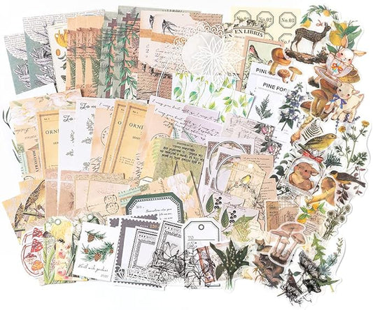 Alideco 260pcs Vintage Scrapbook Supplies Pack for Art Journaling Bullet Junk Journal Planners DIY Paper Stickers Craft Kits Notebook Collage Album Aesthetic Cottagecore Picture Frames (Animals)