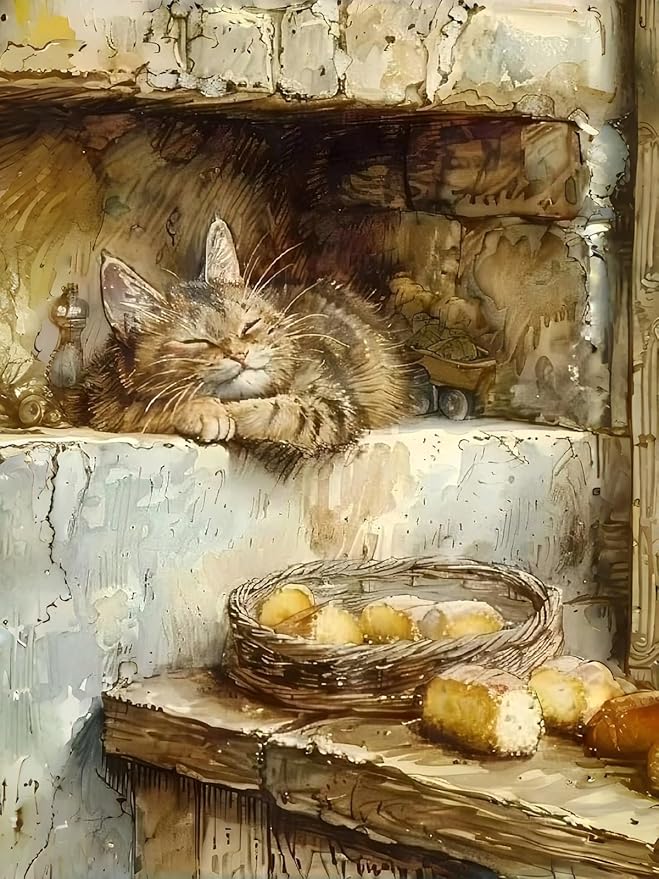 Mosaflare Paint by Numbers for Adults Beginner, Sleeping Cat Adult Paint by Number Kits on Canvas, DIY Acrylic Oil Easy Painting by Numbers for Home Wall Decor 12X16 inch (Without Frame)