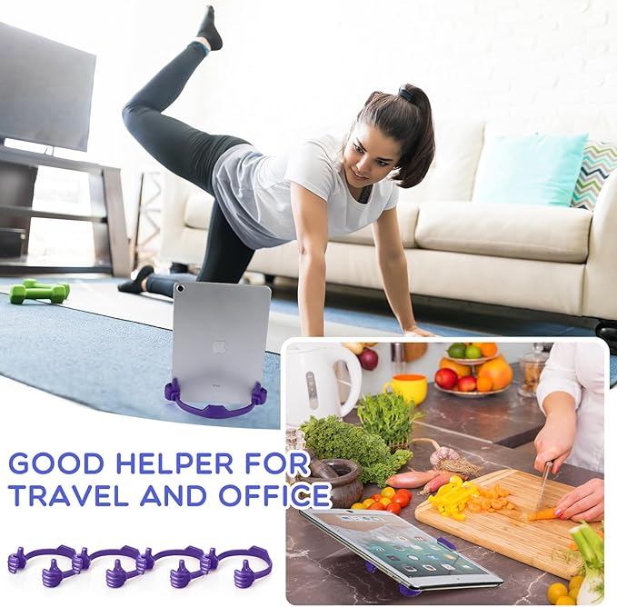 Yaomiao 8 Pcs Thumbs up Cell Phone Stands Universal Cell Phone Holder Flexible Mobile Phones Stand Adjustable Smartphone Stand Holder for Desk Offices Bedrooms Airplanes Travel(Purple)
