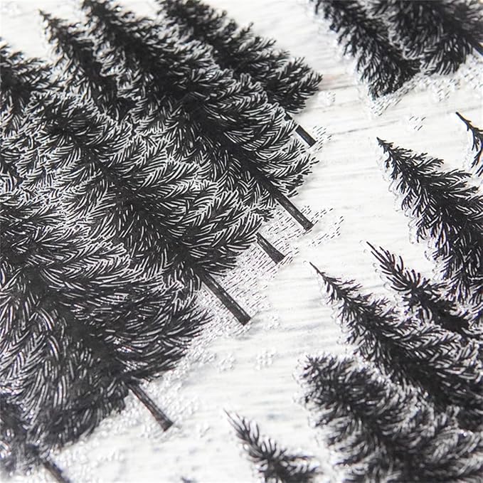 Forest Pine Trees Stamps and Cutting Dies for Card Making DIY Transparent Silicone Clear Stamp and Metal Die Cuts Sets for Scrapbooking Paper Greeting Cards Decor Seals Craft Supplies