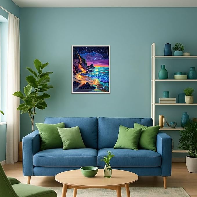 Banket Paint by Numbers Kit for Adults Beginner Beach DIY Painting Kits for Adults Starry Night Easy Adult Paint by Number Kits on Canvas Color by Numbers for Gifts Home Wall Decor 16x20 Inch