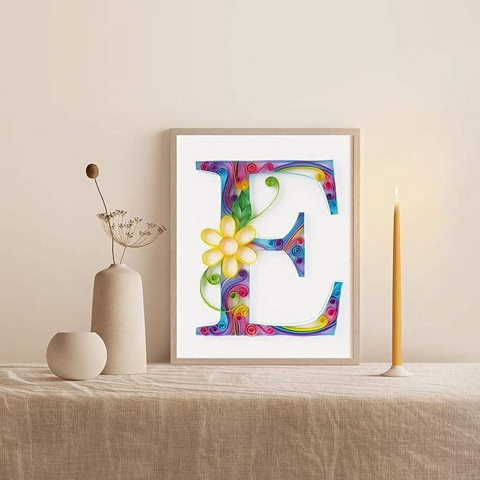 Uniquilling Quilling Paper Quilling Kit for Adults Beginner, 8 * 10-inch Letters, Exquisite DIY Paper Filigree Painting Kits Quilling Tools, Home Room Wall Art Decor Best Gifts(Basic)