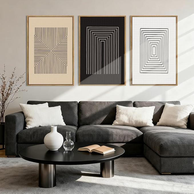 Anyzal Modern Wall Art Minimalist Neutral Wall Decor Large Abstract Artprints 24x36 Inch Set of 3 for Living Room Bedroom Office