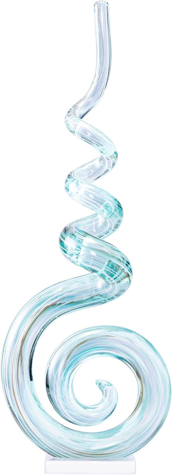 15" Tall Hand-Blown Murano-Style Glass Sculpture Statues Art Ornament Statue Figurines Home Decor Accent Piece Coastal Ocean Nautical Home Decor,Shelf,TV Stand,Tabletop Centerpieces,Wonderful Gift