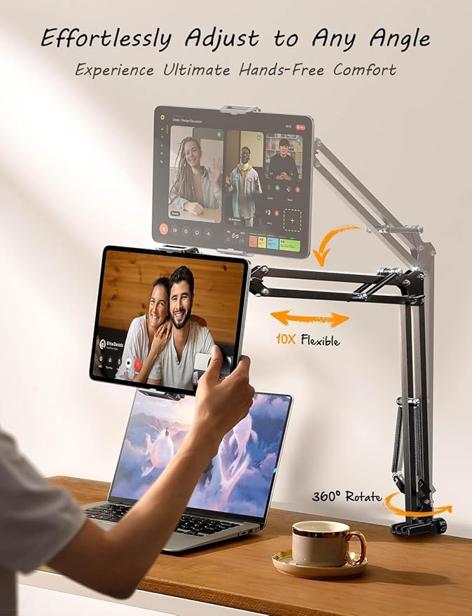 LISEN Tablet Stand iPad Stand for Desk Mount [Ultra Sturdy 2 Clamps] Kindle iPad Holder for Bed Gooseneck Phone Tablet Holder Mount fits iPhone Kindle 4-13" Device