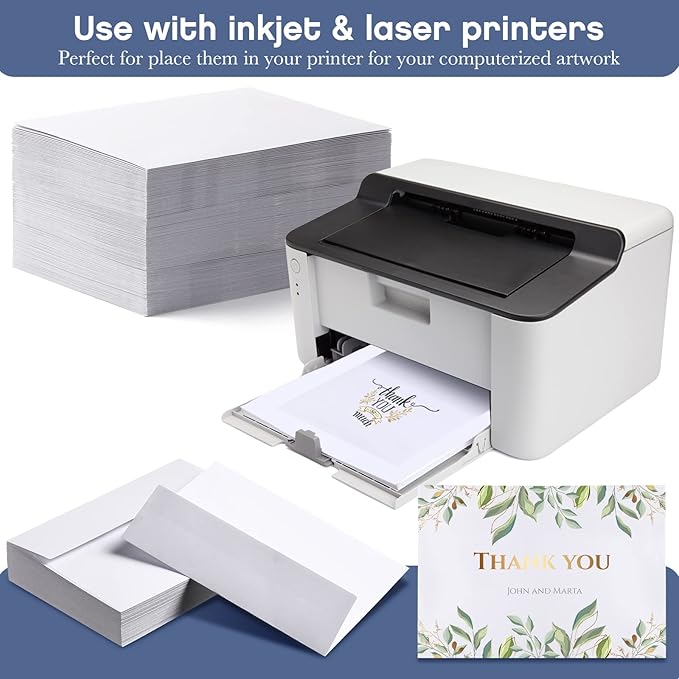 Fainne 800 Pcs White Envelopes Self Adhesive Printable Envelope Bulk for Invitation, Wedding, Baby Shower, Photography, Thank Note, Postcard, Greeting Card, Mailing, Graduation (A2 5.75 x 4.375 Inch)