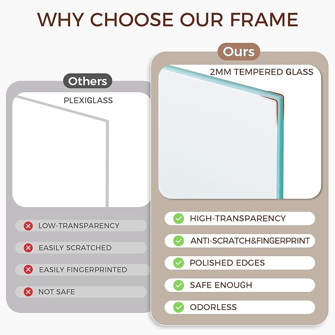 12x12 Picture Frame in Black, Square 12 x 12 Frame Set of 3, Natural Oak Wood Frame 12 by 12, 12x12 Frame with Mat of 8x8, 12"x12" Wood Frame with Tempered Glass, Wall Collage Frame 12 by 12