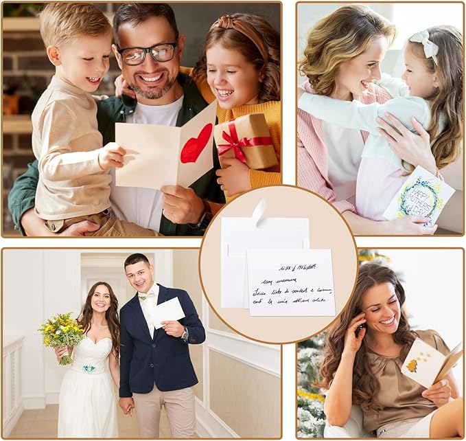 100 Packs Blank White Note Cards and Envelopes 4 x 6 Heavyweight Folded Cardstock and A4 Envelopes Printable Self Seal for Christmas DIY Greeting Cards, Wedding Invitations, Thanksgiving Card