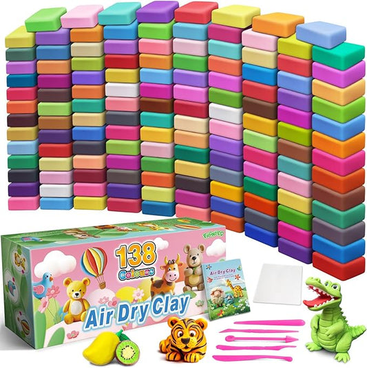Air Dry Clay 138 Colors, Modeling Magic Clay Set with 5 Sculpting Tools, Gift for Ages 3-12 Boys and Girls