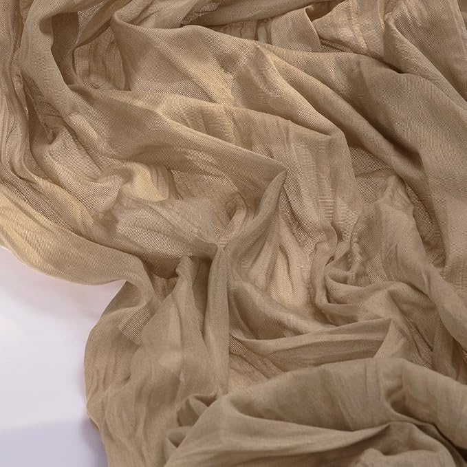Socomi 15pcs Nude Brown Cheesecloth Table Runner Valentine's Day Boho Rustic Gauze 120 inch 10FT Cheese Cloth Runner for Wedding Party Baby Shower Birthday Home Decor Holiday Decorations