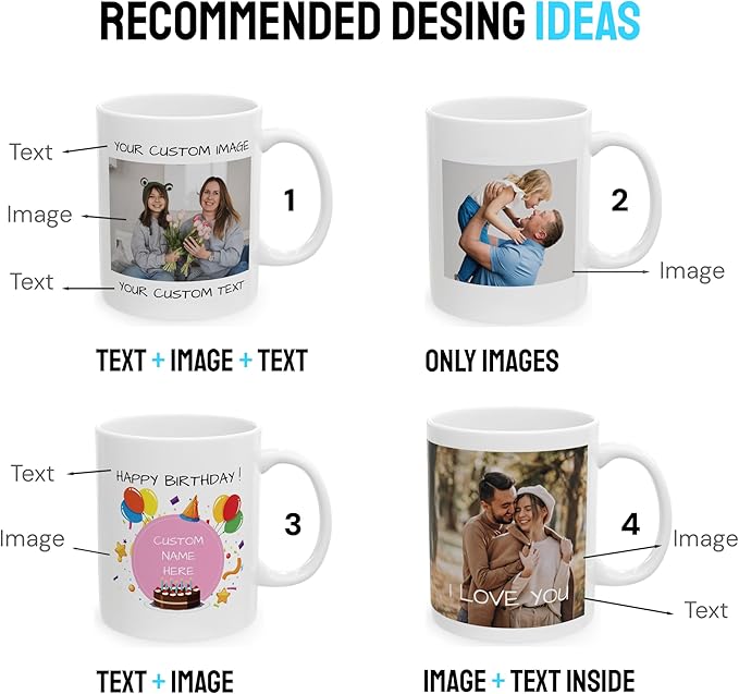 Personalized Coffee Mug – Custom Photo, Text, or Logo Ceramic Mug Tea Cup | Taza Personalizada with Picture or Message | Customized Gift Idea for Men & Women, Mom, Dad, Friends - White | 15oz