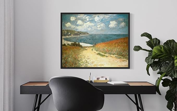 Path in the Wheat Claude Monet Wall Art Print Poster, Impressionist Painting Wall Art Wall Decor, for Bedroom and Living room Bathroom Decor 115 (Path in the Wheat, 11 x 14 inches, Black Frame)