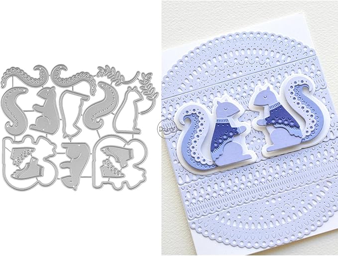 DzIxY Shadow Patchwork Squirrel Leaves Metal Cutting Dies for Card Making Kit Embossing Paper Die Cuts Set Scrapbook Stencils Supplies Machine Templates