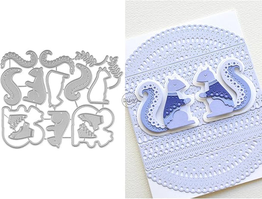DzIxY Shadow Patchwork Squirrel Leaves Metal Cutting Dies for Card Making Kit Embossing Paper Die Cuts Set Scrapbook Stencils Supplies Machine Templates