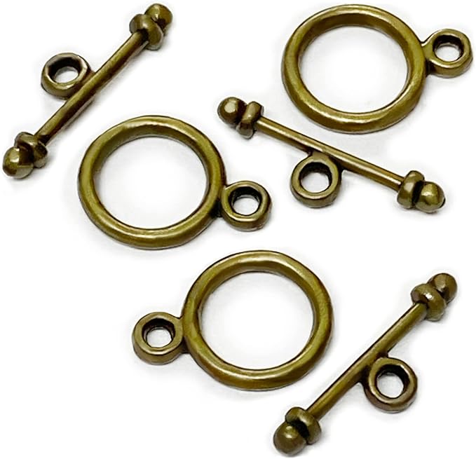 Heather's cf 130 Sets Brass Toggle Clasps for Jewelry Making – Antique Silver Finish Necklace & Bracelet Clasps and Closures