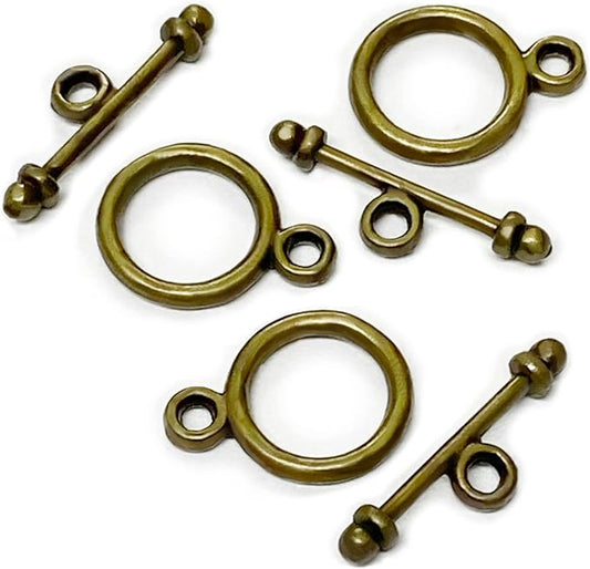 Heather's cf 130 Sets Brass Toggle Clasps for Jewelry Making – Antique Silver Finish Necklace & Bracelet Clasps and Closures