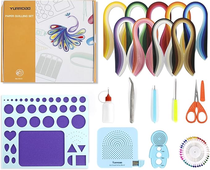 YURROAD 5MM Paper Quilling Kit Quilling Paper and Tools Set with Quilling Slotted Pen Quilling Template Board Quilling Comb Quilling Curling Coach