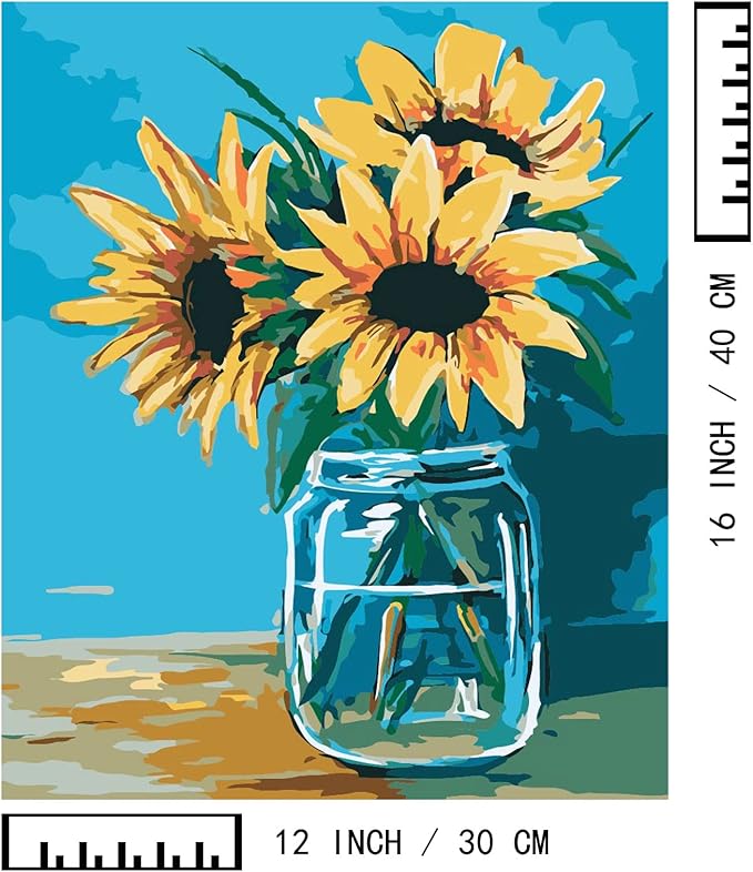 BAISITE Paint by Numbers Kit for Adults Beginners,12" Wx16 L 2 Pack Canvas for Painting Kits for Adults in Colorful Box 0304-ALREADY Framed