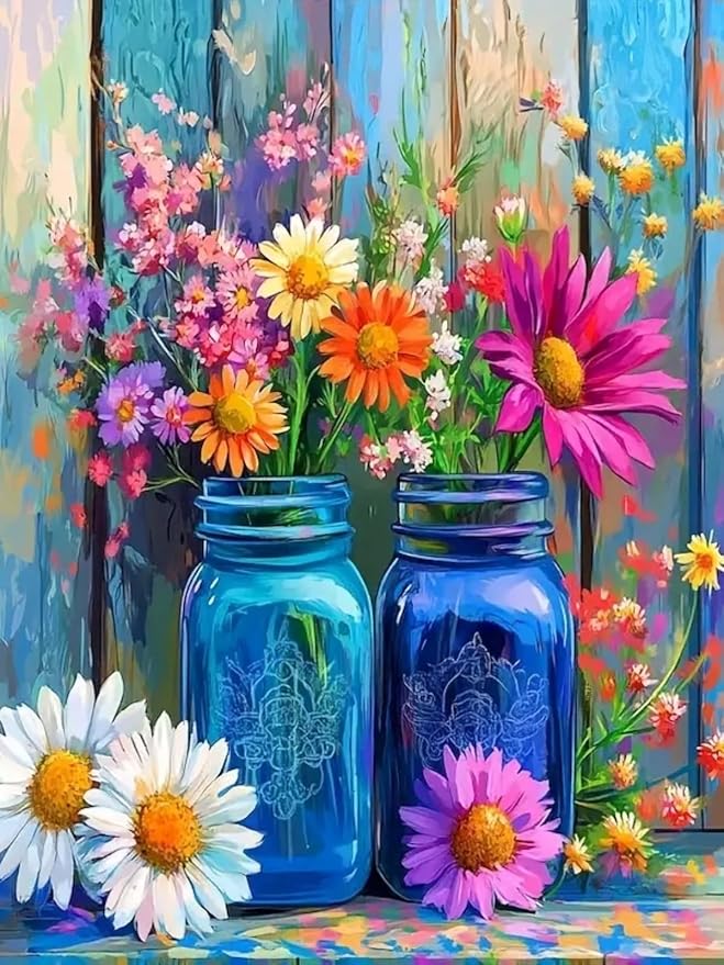 BYGFHLYW Flowers Paint by Numbers Kit for Adults Beginner, Easy Adult Paint by Number Kits on Canvas, DIY Acrylic Watercolor Oil Paint by Number for Adults for Home Decor 16x20 Inch
