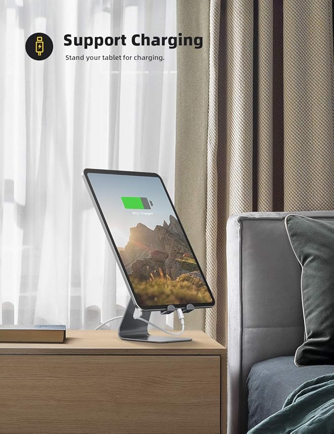 Lamicall Tablet Stand, Tablet Holder for Desk - Multi-Angle Adjustable Tablet Desktop Dock Cradle, Compatible with iPad Pro 11, 12.9, Air, Mini, Fire HD, Galaxy Tab, and Other 4-13" Tablets, Gray