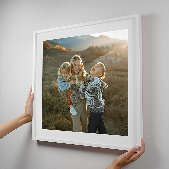Mixtiles Official Custom Photo Tiles - Magnetic Wall Frames - Adhesive Sticker, no Nails - Personalized Printed Photos - Various Sizes and Frames - 20x20-1-Tile - Border White