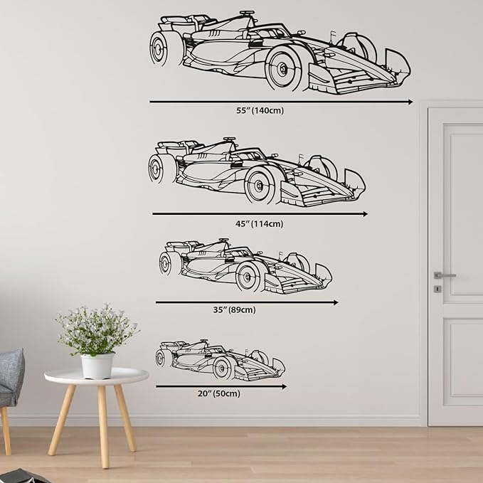 Formula Car metal Wall Art, Sports Car metal Silhouette, Formula Car Lovers Metal Wall Decor, Racing Gifts For Men, Minimalist Sculpture for Garage, Man Cave, Gift for Father's, (Black-55"x15.1" inch)