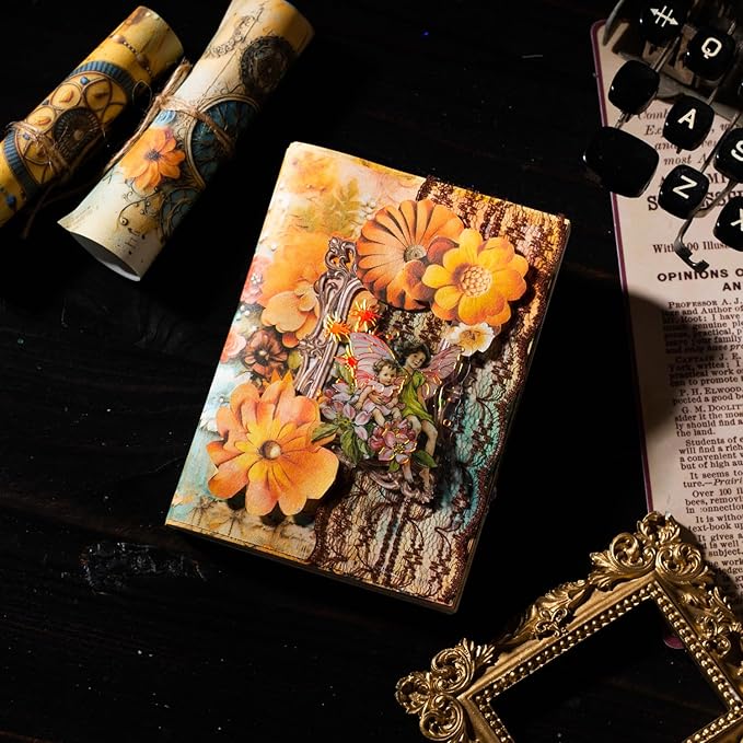 Vintage Bohemian Floral Scrapbook Paper - 180 Sheets Old Antique Boho Gypsy Floral Feather Journaling Scrapbook Supplies Craft Paper for Writing Envelopes,Poster,Planners