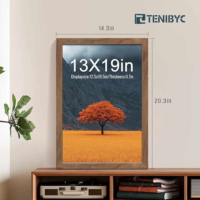 Picture Frame 4 Pack - Solid Wood Poster Photo Frame - Woodgrain Series - Room, Office, Gallery, Studio Display - Wall Hanging