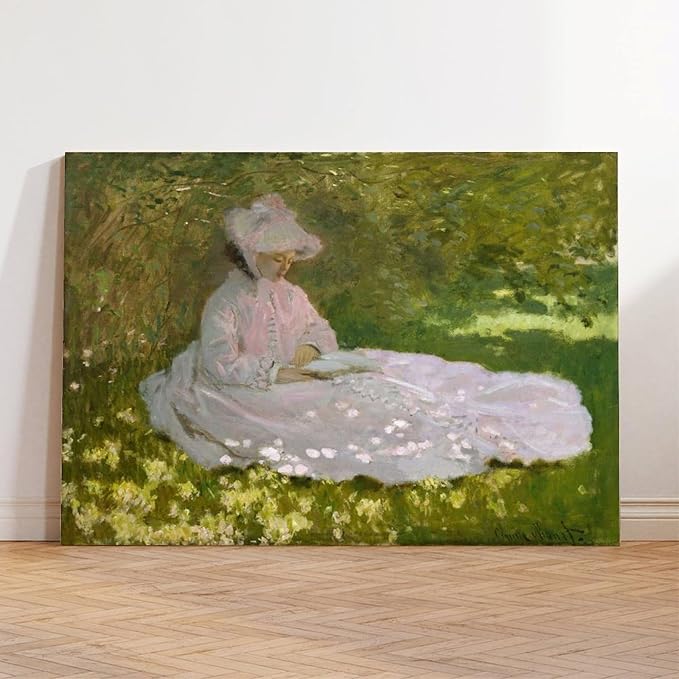 40+ Monet Famous Print Posters Springtime by Claude Monet Impressionism Canvas Posters Print Wall Art Bedroom Office Room Decor Gift Frame 12×18inch(30×45cm)