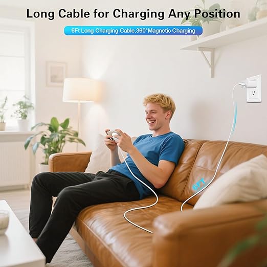 Magnetic Wireless Charger 6FT 15W Apple MagSafe Charger Fast Charging Pad & USB C Chargers Block,Quick Wireless Mag-Safe Chargers for iPhone 16 ProMax/16 Pro/16e/15 ProMax/15 Plus/14/13/12/AirPods 3/2