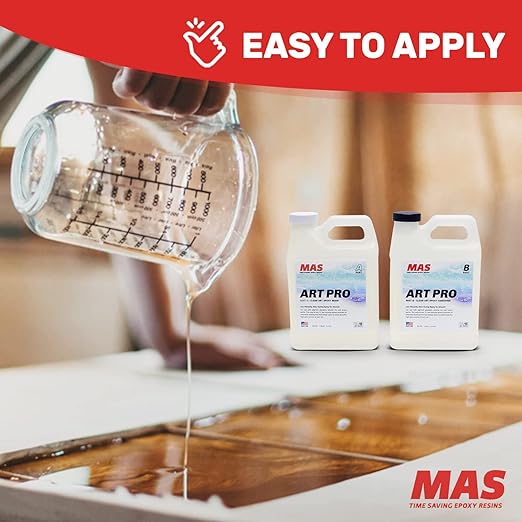 MAS Epoxies Art Pro Epoxy Clear Kit 2-Quart (1-Quart Resin and 1-Quart Hardener) Low Viscosity and Enhanced UV Resistance, Ideal for Jewelry Making, Flower Preservation, and Other Resin Crafts