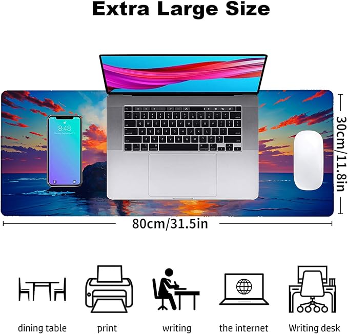 Lighthouse Gaming Mouse Pad, Office Desk Mat, Anti-Slip Rubber Base Cool Aesthetic Mouse Pads for Computer Laptop Keyboard School Home Desktop Gamer Home Accessories Decor 31.5" x 11.8"