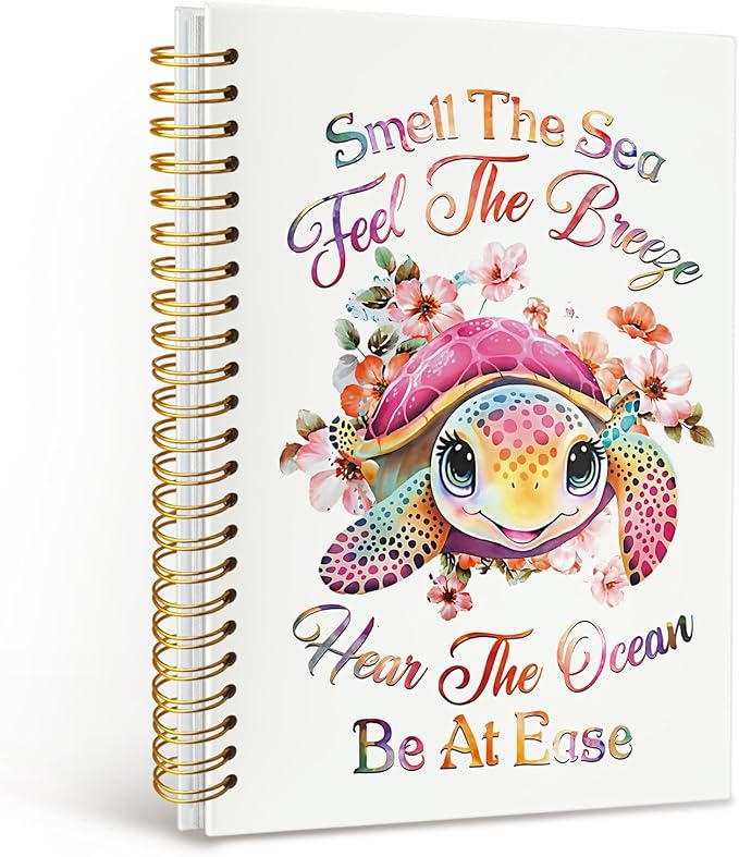 MOFUYU Turtle Gifts Cute Spiral Notebook Journal for Women Men,Sea Turtle Gifts,Inspirational Ocean Notebooks,Cute Notebooks for School Work Women Girls,Gifts for Beach Lovers,Turtle Gifts for Women 5.5x8.3 Inch