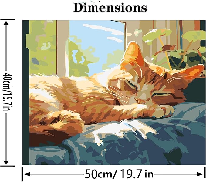 GXGLLPZBY Cat Sleep Window Paint by Numbers Kit for Adults Beginner,DIY Cat Sleep Window Paint by Numbers for Adults,Easy Canvas Paint by Number Without Frame Home Wall Decor 16 x 20 in