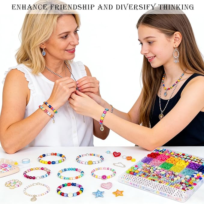 NixHush 1100 Bracelet Making Kit, Includes Pony Beads, Letter Beads, Soccer and Creative Clay Bead, Hair Clip Perfect for Making Bracelets and DIY Handmade Gifts