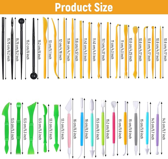 32Pcs Clay Sculpting Tools, Polymer Clay Art Tool Set Cake Decorating Hand Tools, DIY Plastic Pottery Tool Kit for Embossing Fondant Crafts