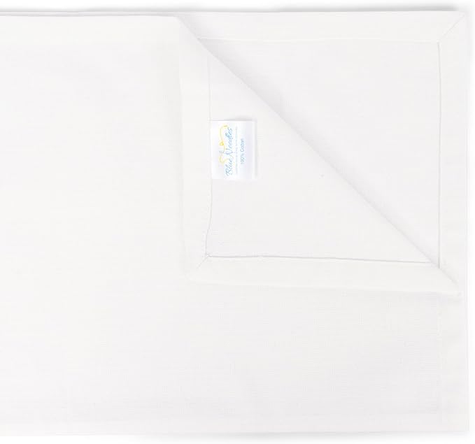 Blue Needles Solid Cloth Napkins Set of 12 White 100% Cotton Dinner Napkins 18x18 inches - Soft, Reusable, Absorbent & Washable Linen, Ideal for Christmas Events, Parties & Everyday Use