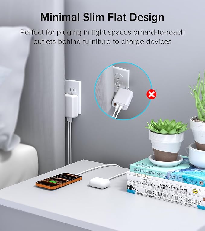 40W USB C Flat Charger Block, 2-Pack Fast Charge Cube Powered Multi-Port Wall Plug Power Adapter Type C Brick for iPhone 17/16/16 Pro 15/15 Pro Max/14/14 Pro Max/13/13 Pro Max, Motorola, Huawei