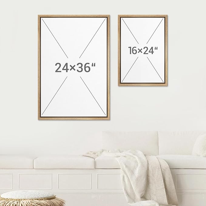 SIGNWIN Framed Canvas Print Wall Art Set Vivid Abstract Coastal Landscape Bold Blue and Yellow Modern Minimalism Decorative Nordic for Living Room, Bedroom, Office - 24"x36"x2 Natural