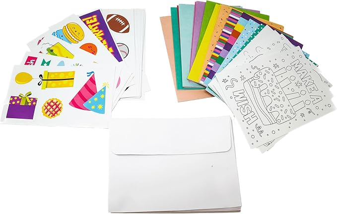 AreYouGame.com Make Your Own Custom Birthday Card Kit DIY Craft Kit for Ages 6+ | Includes 100+ Pieces: Cards, Stickers, Pom Poms | Create Personalized Birthday Greetings