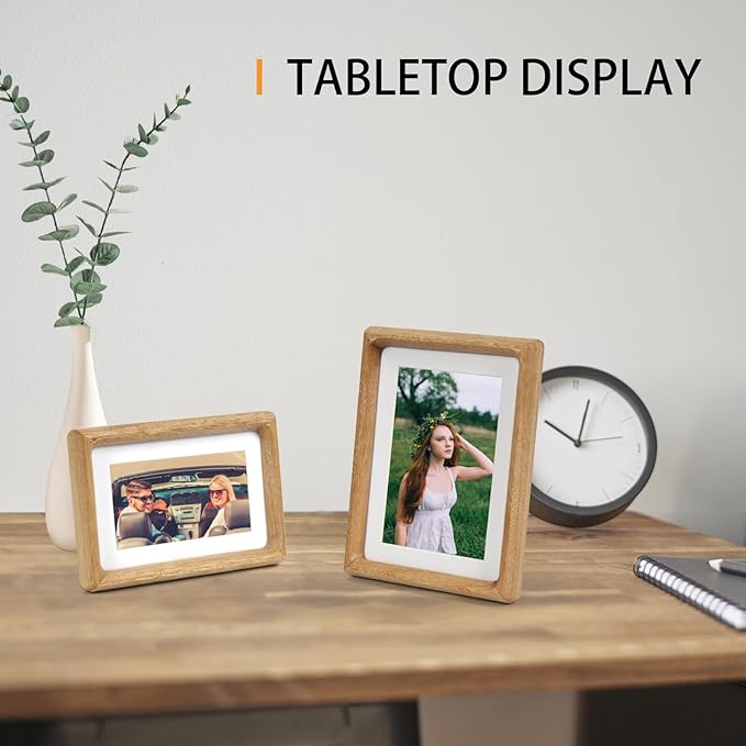 11x14 Picture Frame Set of 2 Light Wood Color Photo Frames Display Pictures 8x10 with Mat or 11x14 without Mat Multi Photo Frames Collage for Wall or Tabletop Decor