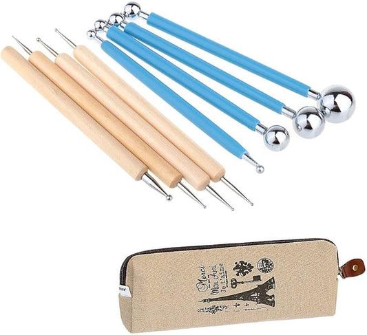 Ecjiuyi Paper Flower Tools - 8 Piece Polymer Clay Sculpting Pottery Tools for Mandala Rock Painting, Embossing Pattern Supplies