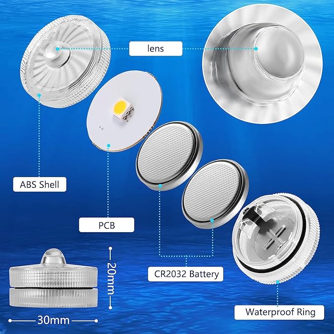 HL Submersible LED Light,Purple Small LED Light,100 Hours Waterproof Flameless Led Lights Battery Powered for Wedding Home Vase Festival Party Decoration 12pcs (Built-in 24 Batteries)