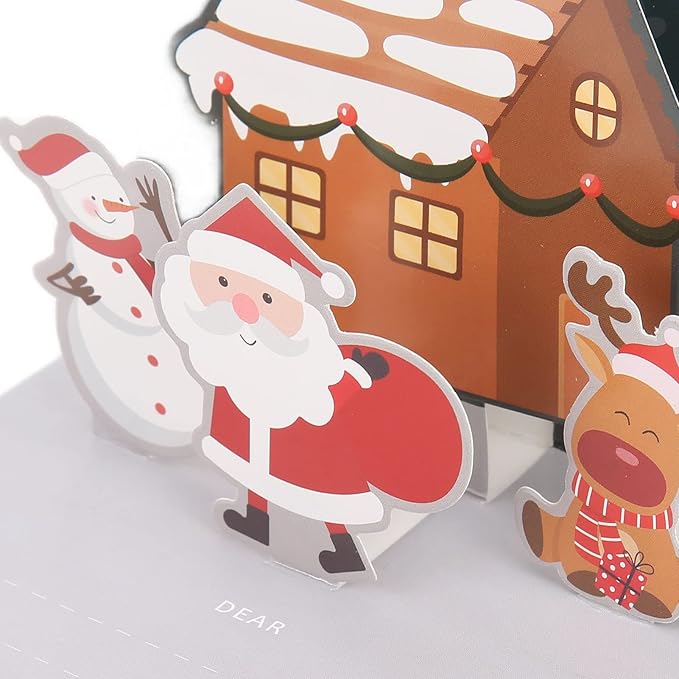 3D Greeting Cards,Christmas Party Card Sets,Greeting Three Dimensional Christmas Special Decorative Paper with Envelope Sticker (Type E)