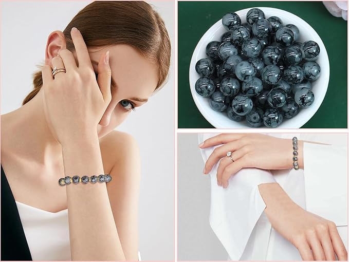 Pamir Tong 500PCS 10mm Black Glass Beads for Jewelry Making,Round Smooth Beads, Bracelet Space Loose Beads for Jewelry Making Earring, Necklaces, DIY Crafts & Gifts #362